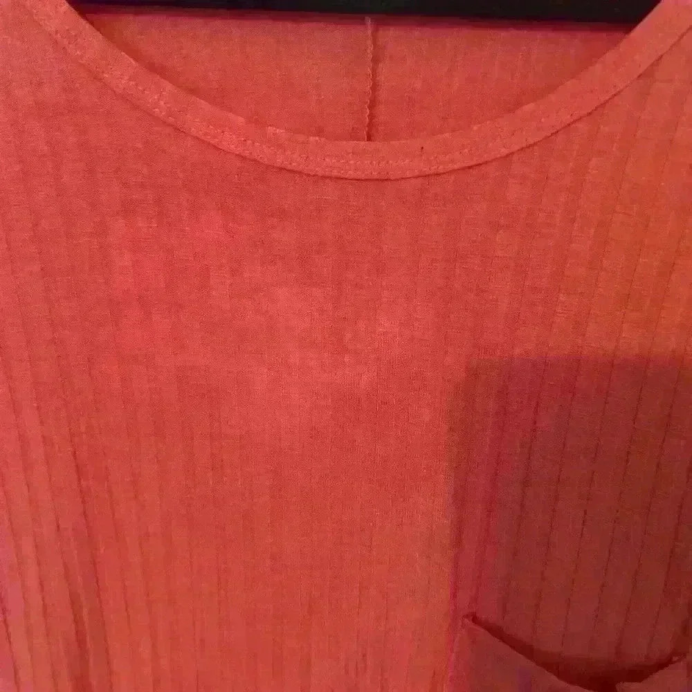 LuLaRoe ribbed coral high low Carly dress med - Picture 4 of 5
